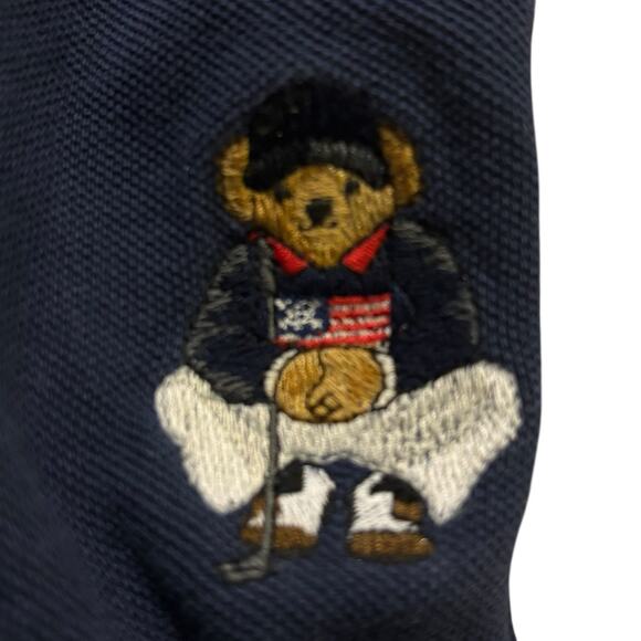 Polo Ralph Lauren Crouching Golfer Polo Bear Classic Fit Mens Navy Polo Flag XXL - Picture 2 of 6